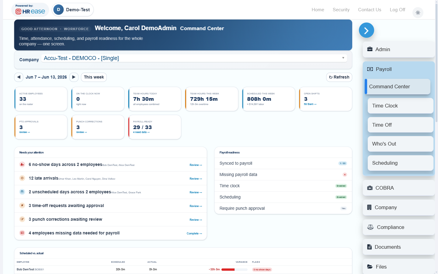 HR ease Workforce Command Center